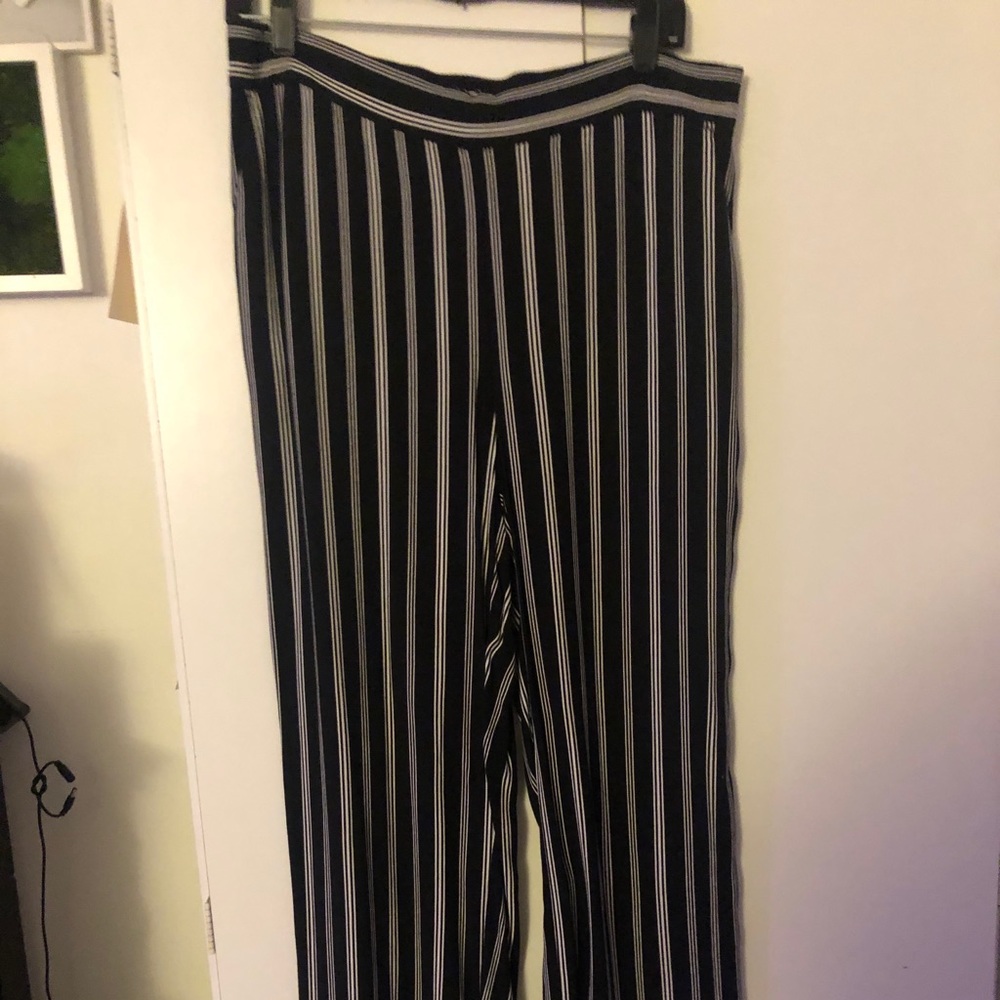 Black Striped Wide Leg Pants